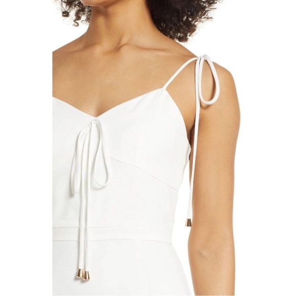 Elle Zeitoune - white tie strap midi ruffled kick-pleat party dress - Small - Picture 3 of 15